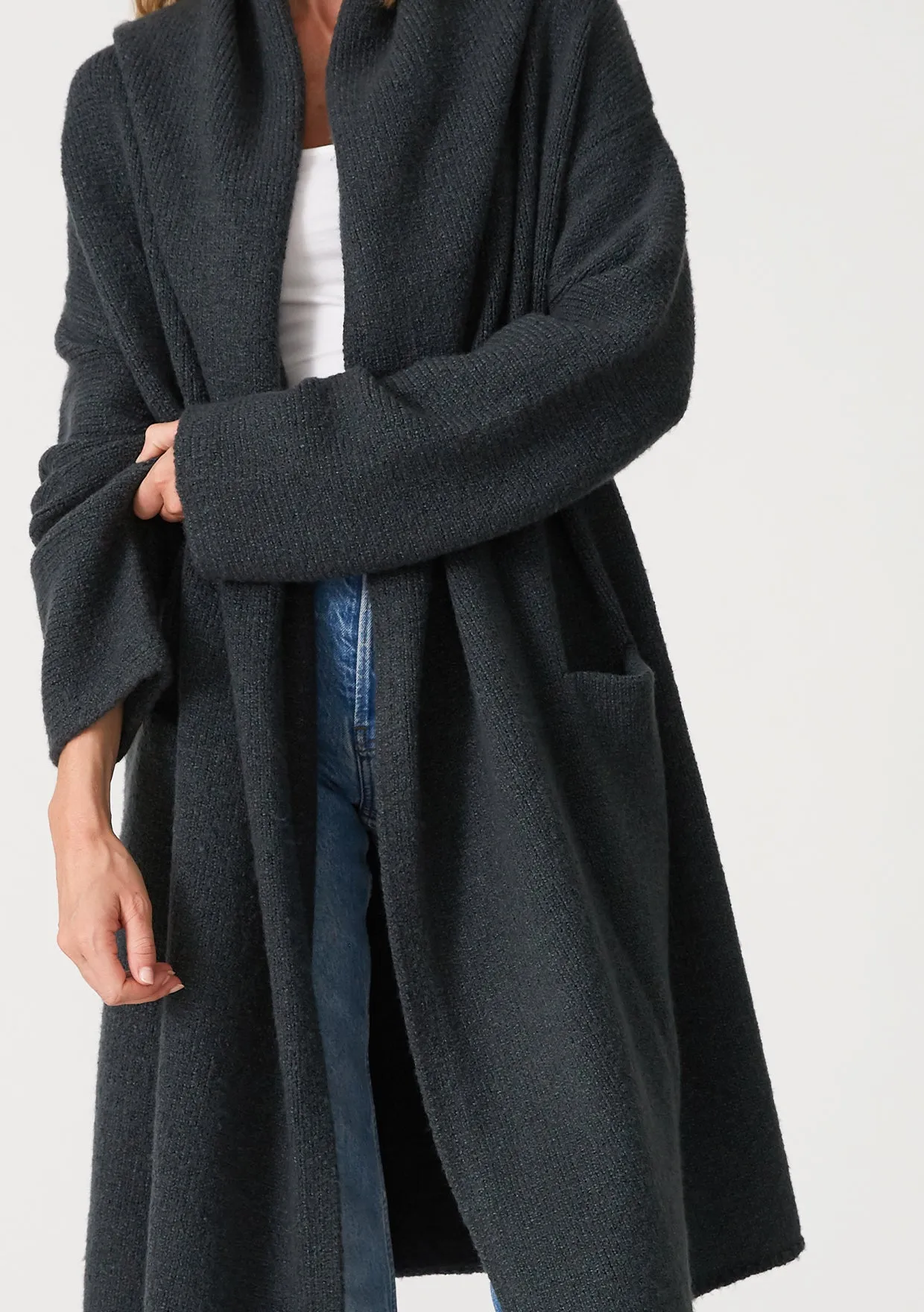 Cozy Oversized Two Pocket Hooded Cardigan
