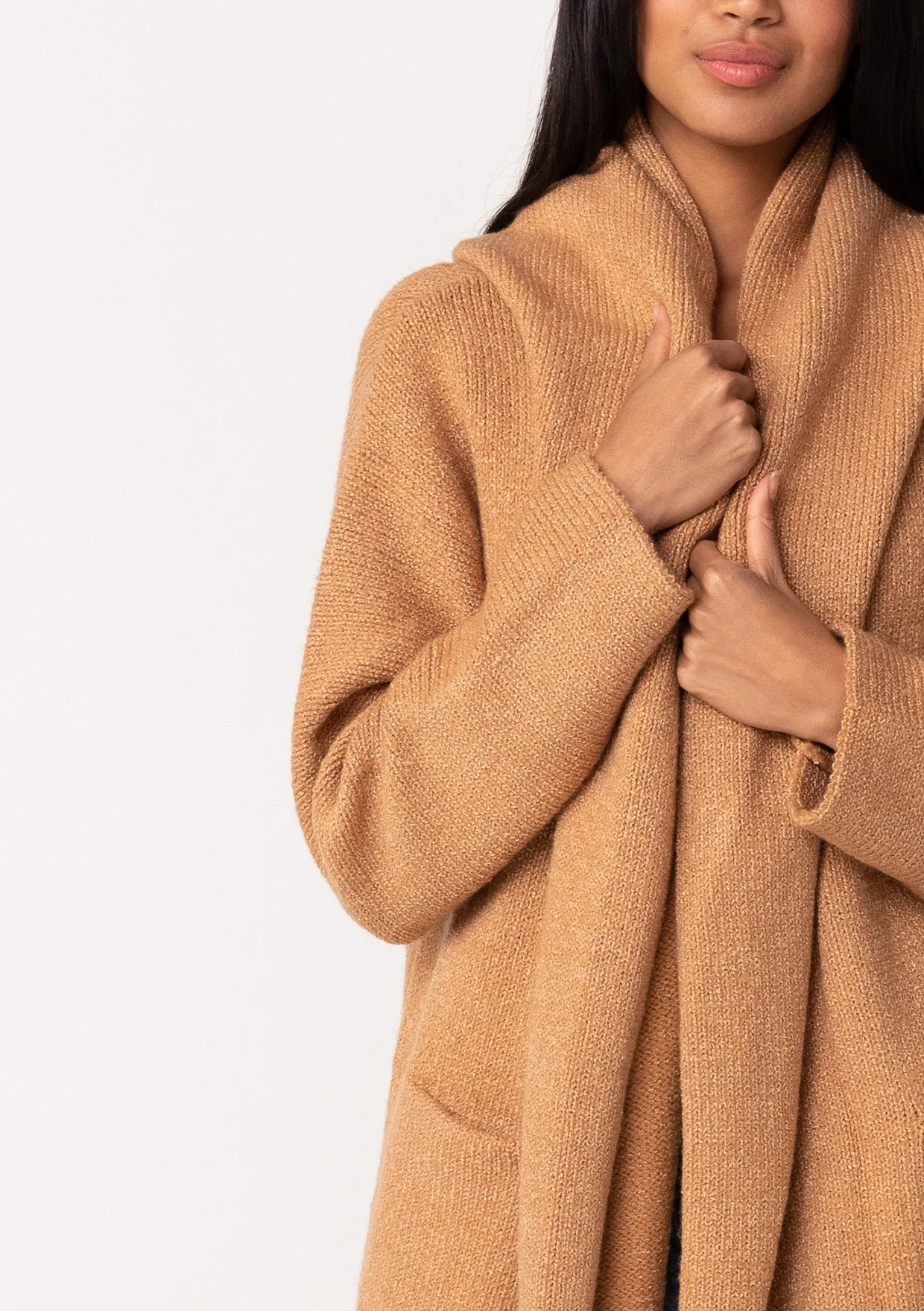 Cozy Oversized Two Pocket Hooded Cardigan