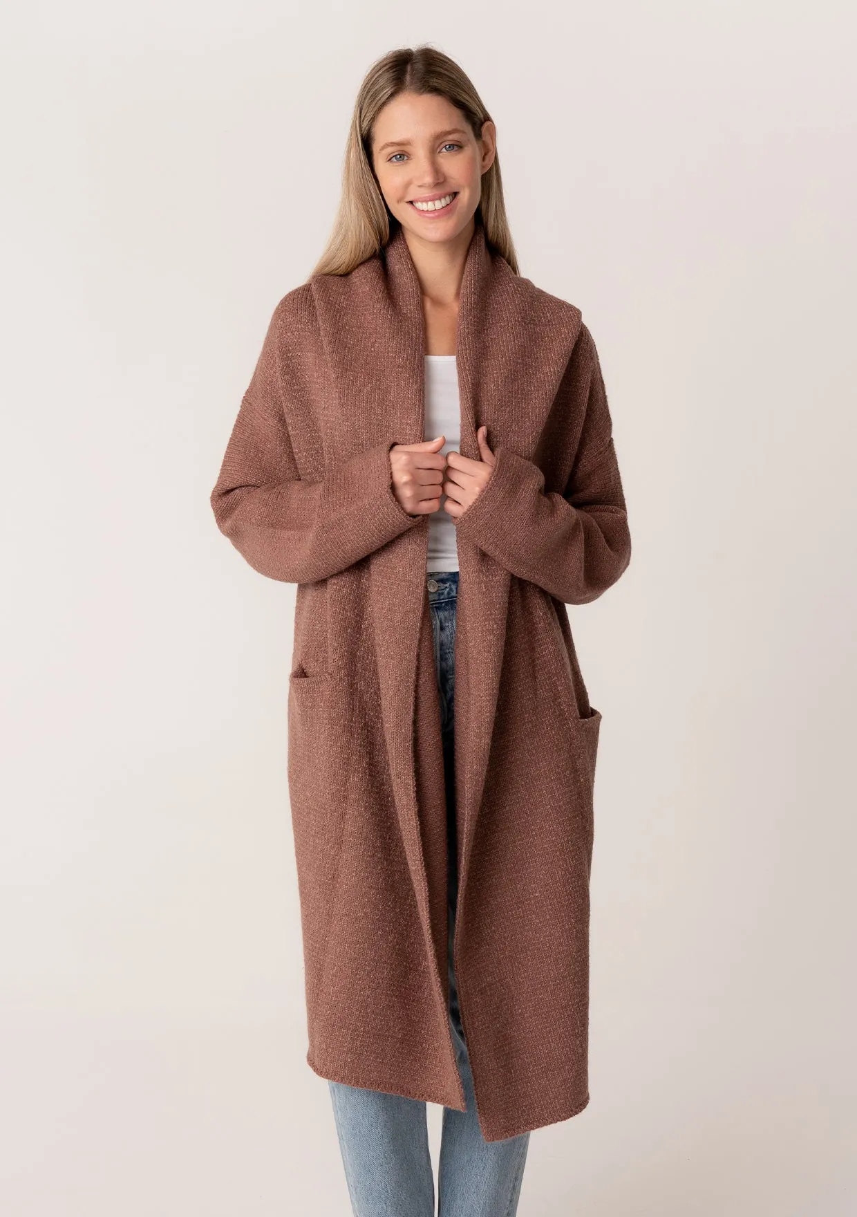 Cozy Oversized Two Pocket Hooded Cardigan
