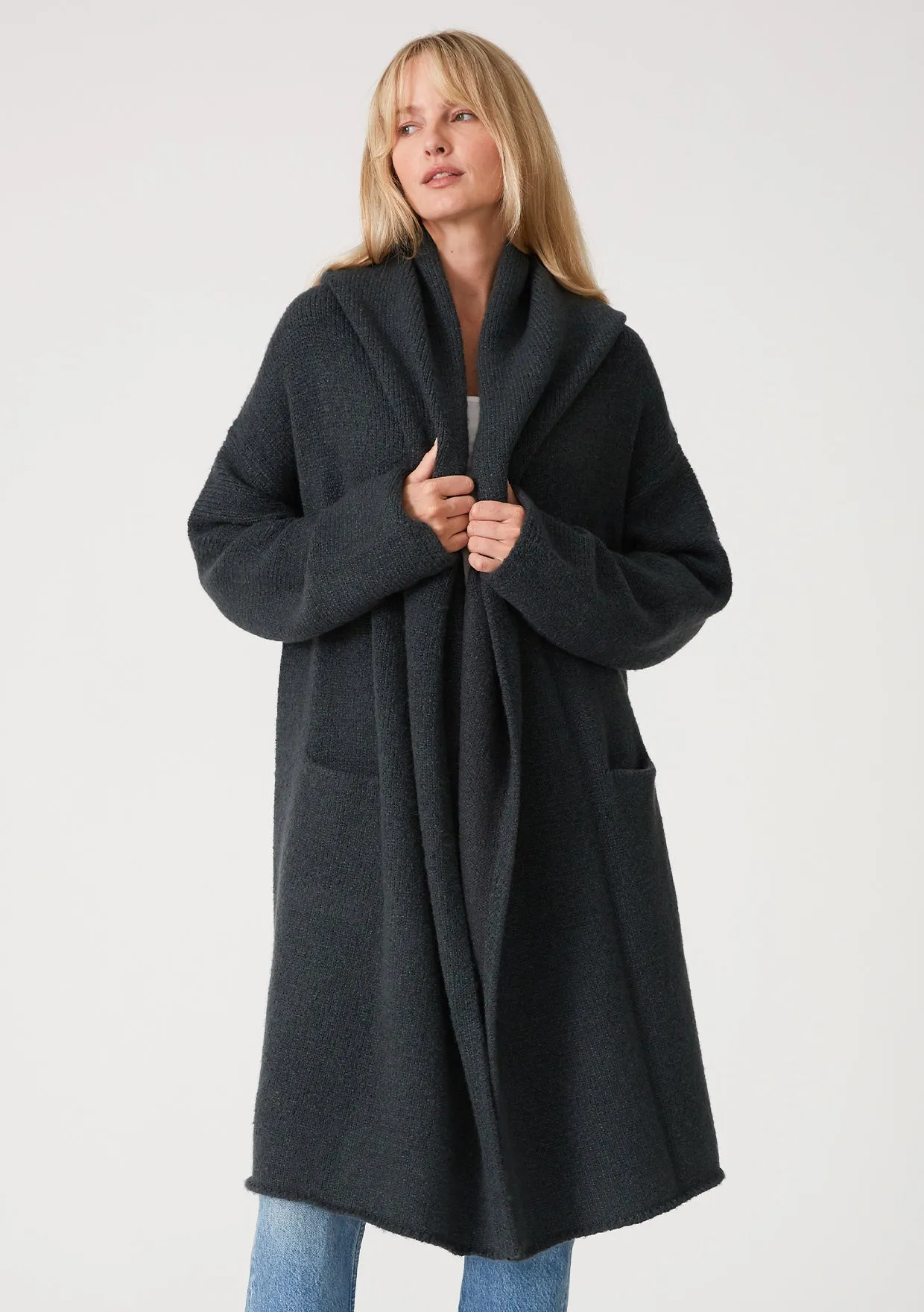 Cozy Oversized Two Pocket Hooded Cardigan