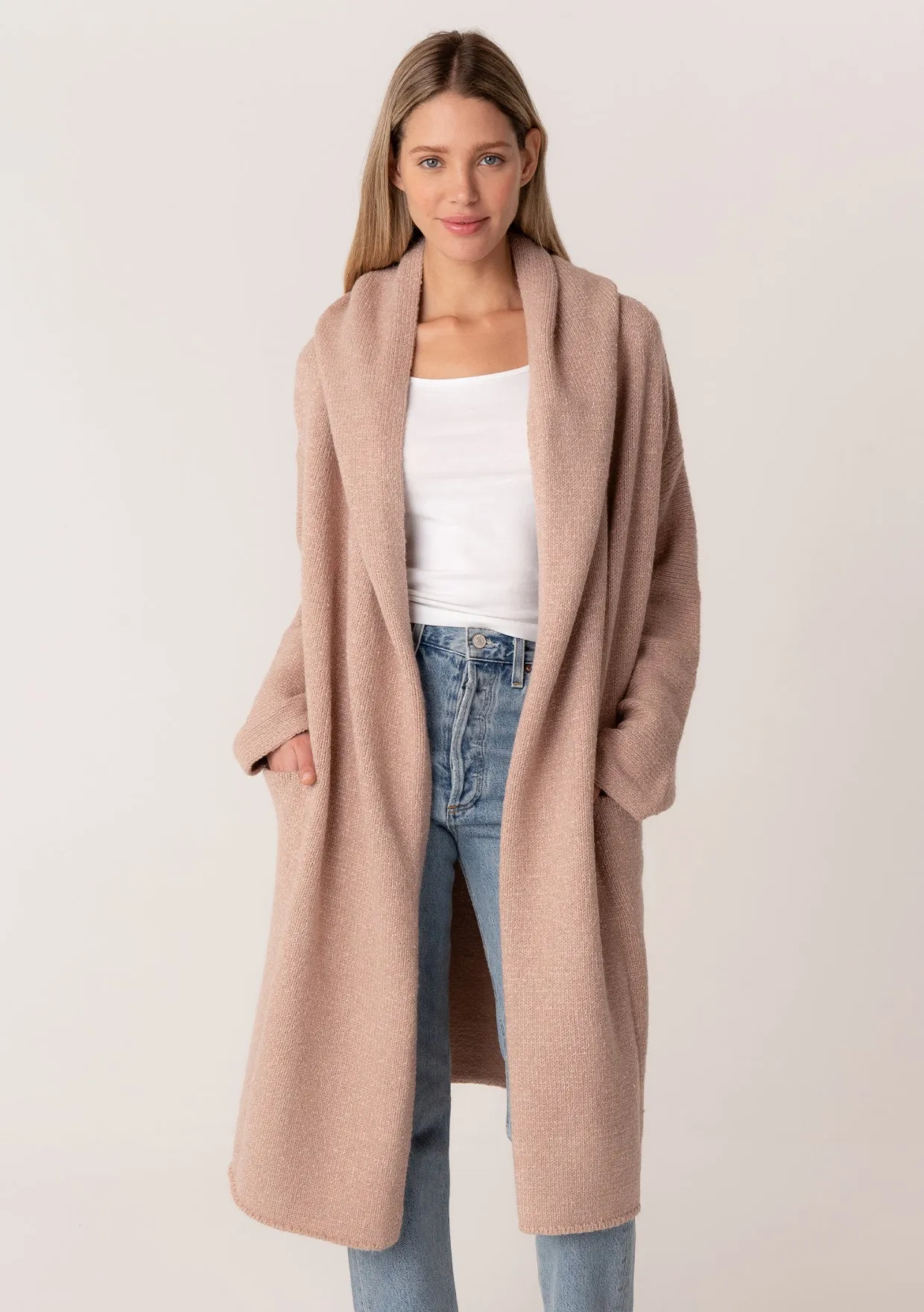 Cozy Oversized Two Pocket Hooded Cardigan