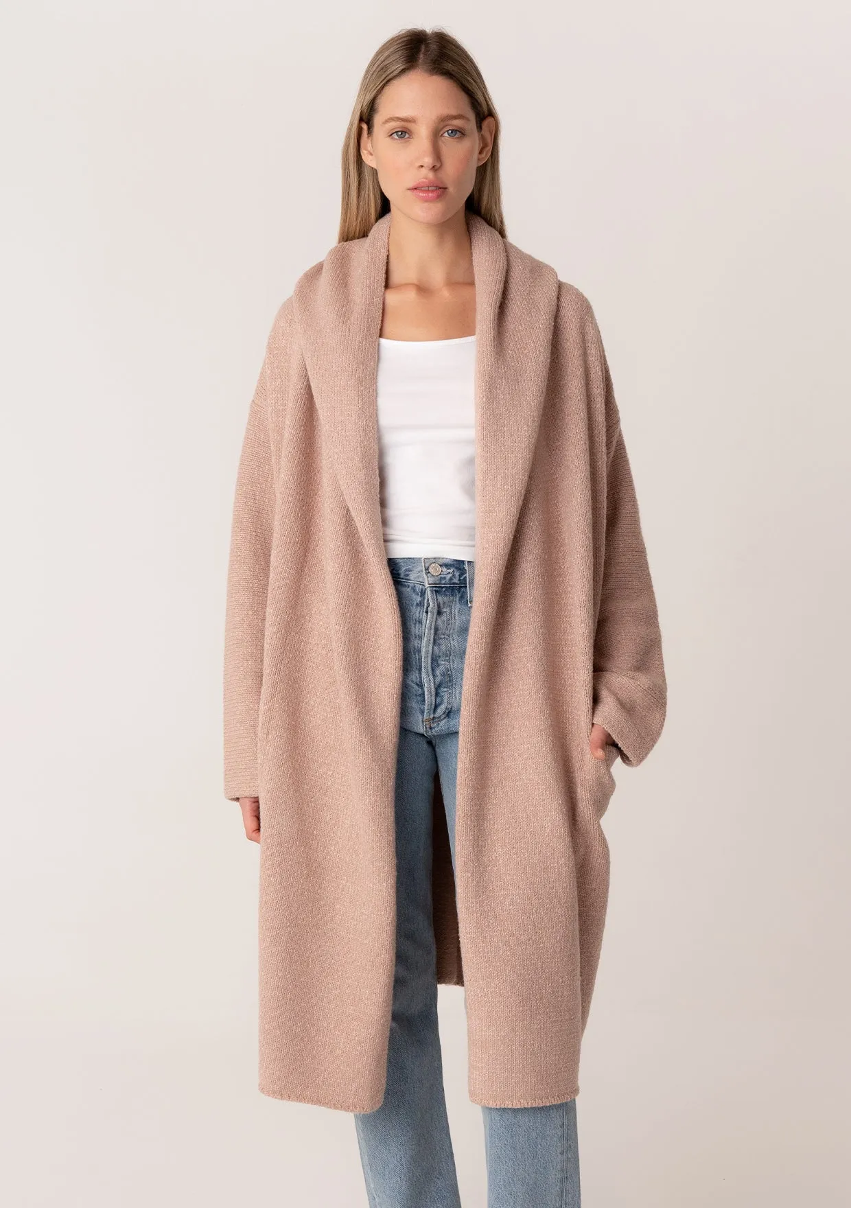 Cozy Oversized Two Pocket Hooded Cardigan