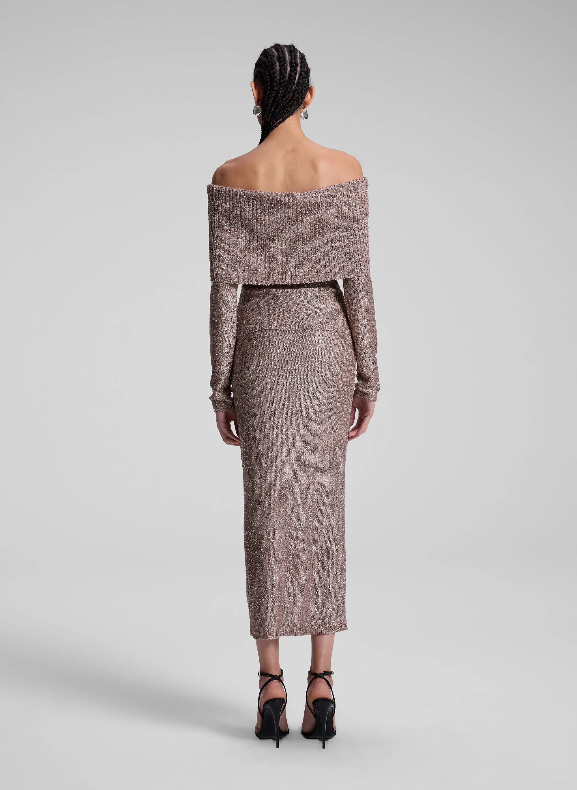 Dana Metallic Knit Midi Skirt