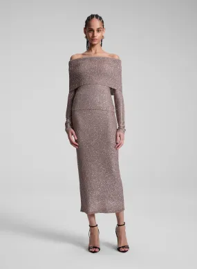 Dana Metallic Knit Midi Skirt