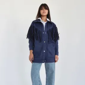 Dark blue fringed shirt