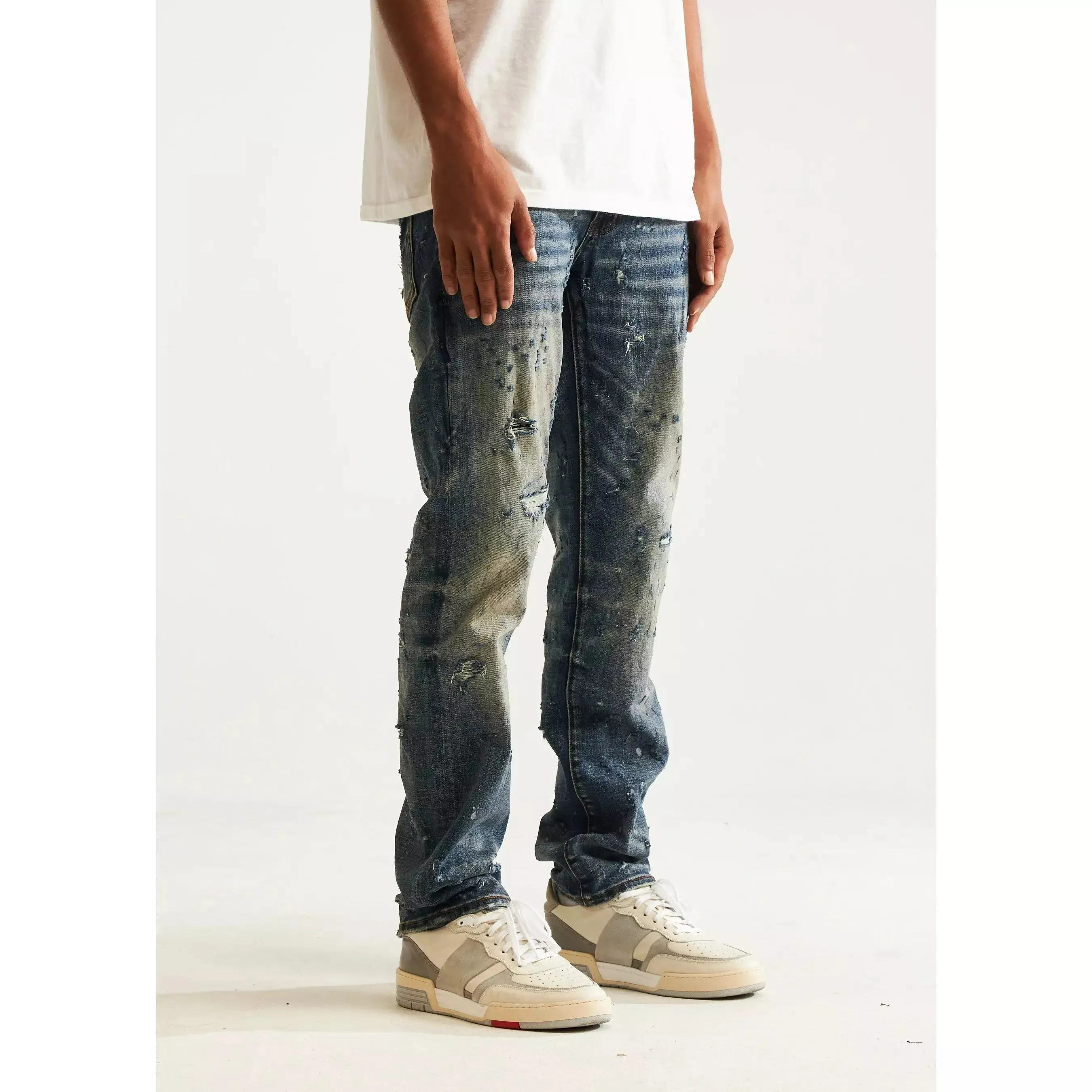 Embellish Owen (Straight) Ripped Blue Jeans (EMBH22-224)
