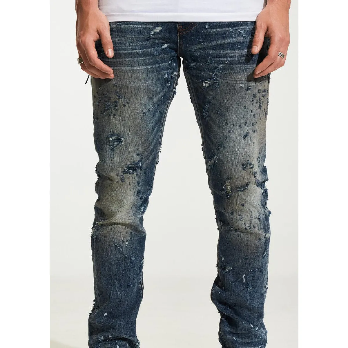 Embellish Owen (Straight) Ripped Blue Jeans (EMBH22-224)