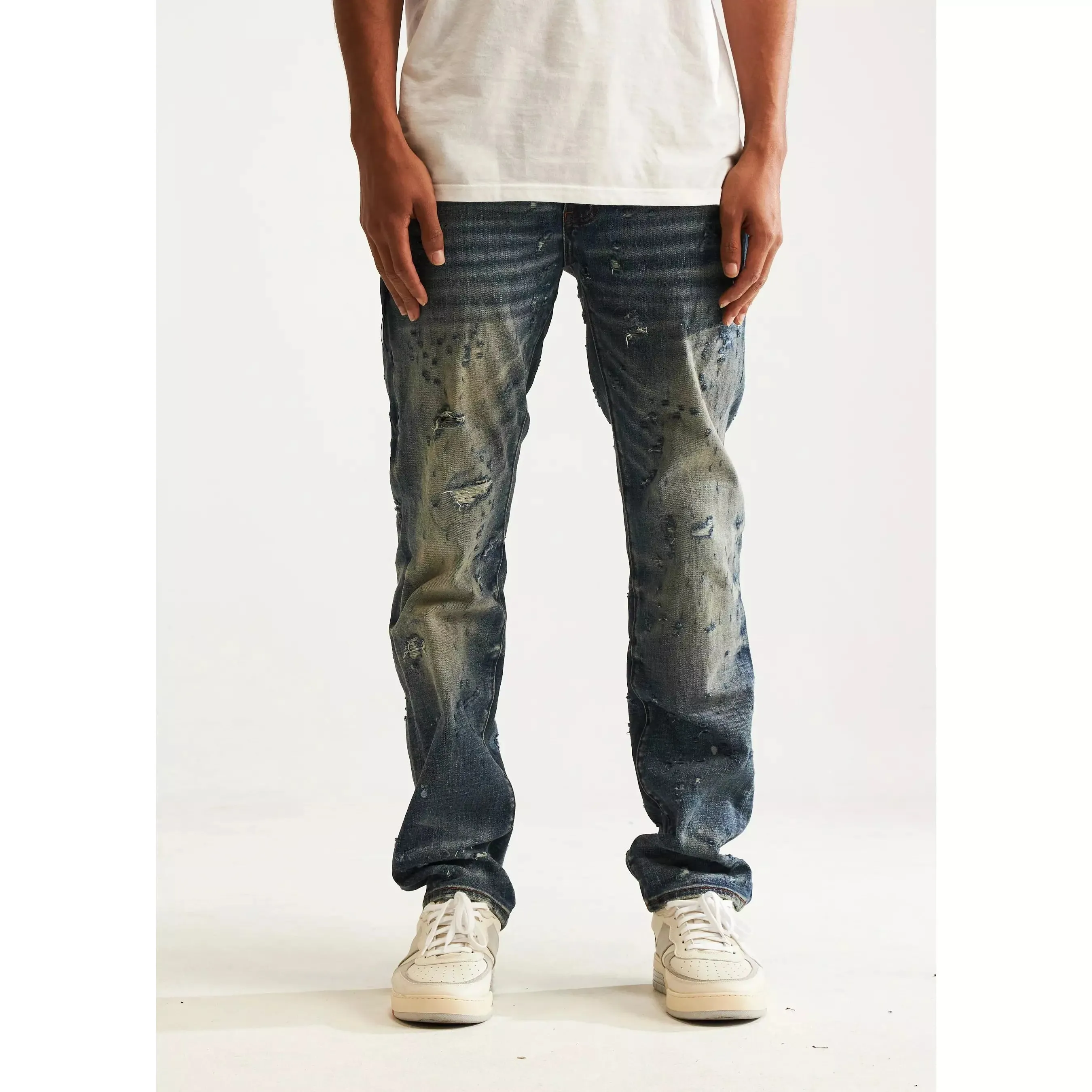 Embellish Owen (Straight) Ripped Blue Jeans (EMBH22-224)