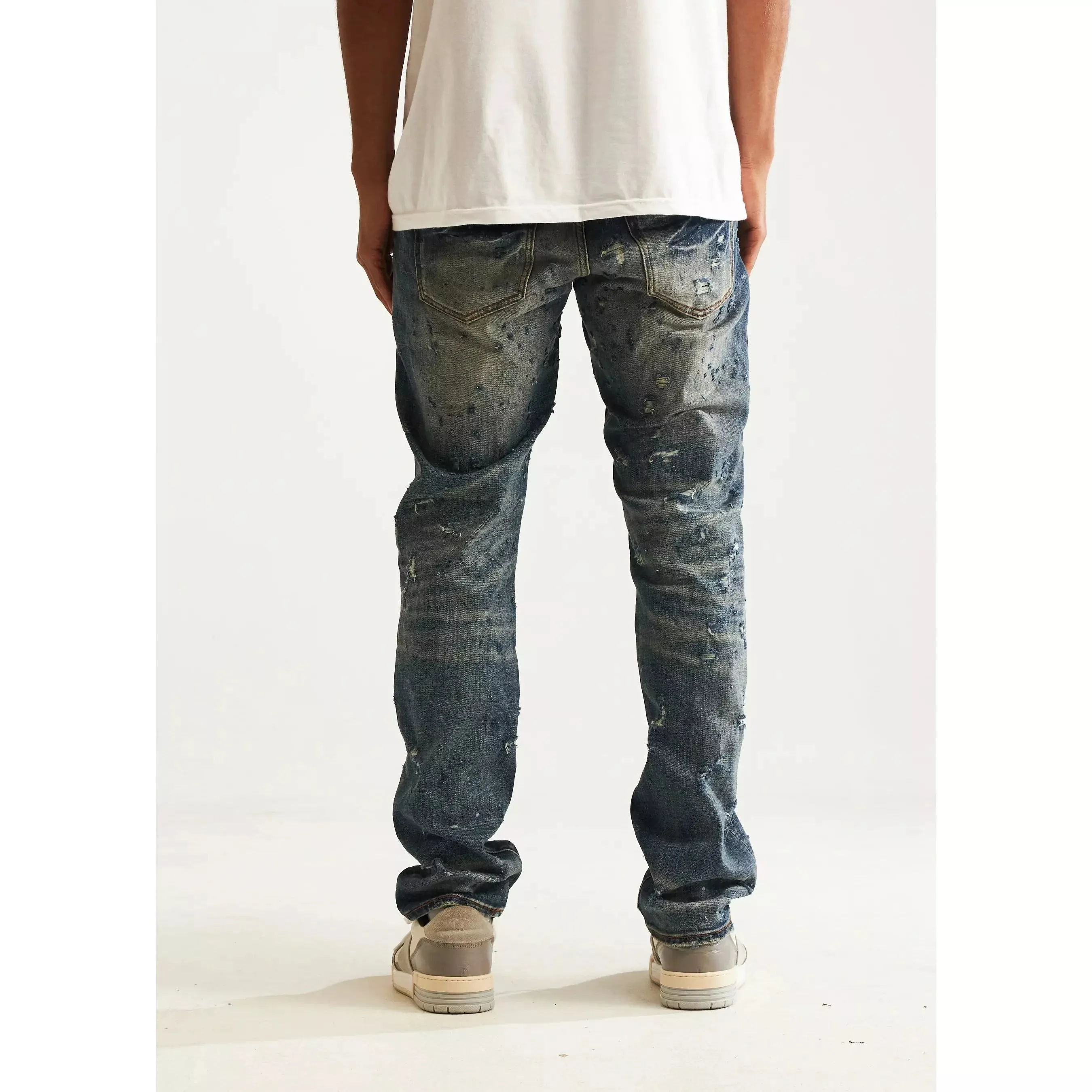 Embellish Owen (Straight) Ripped Blue Jeans (EMBH22-224)