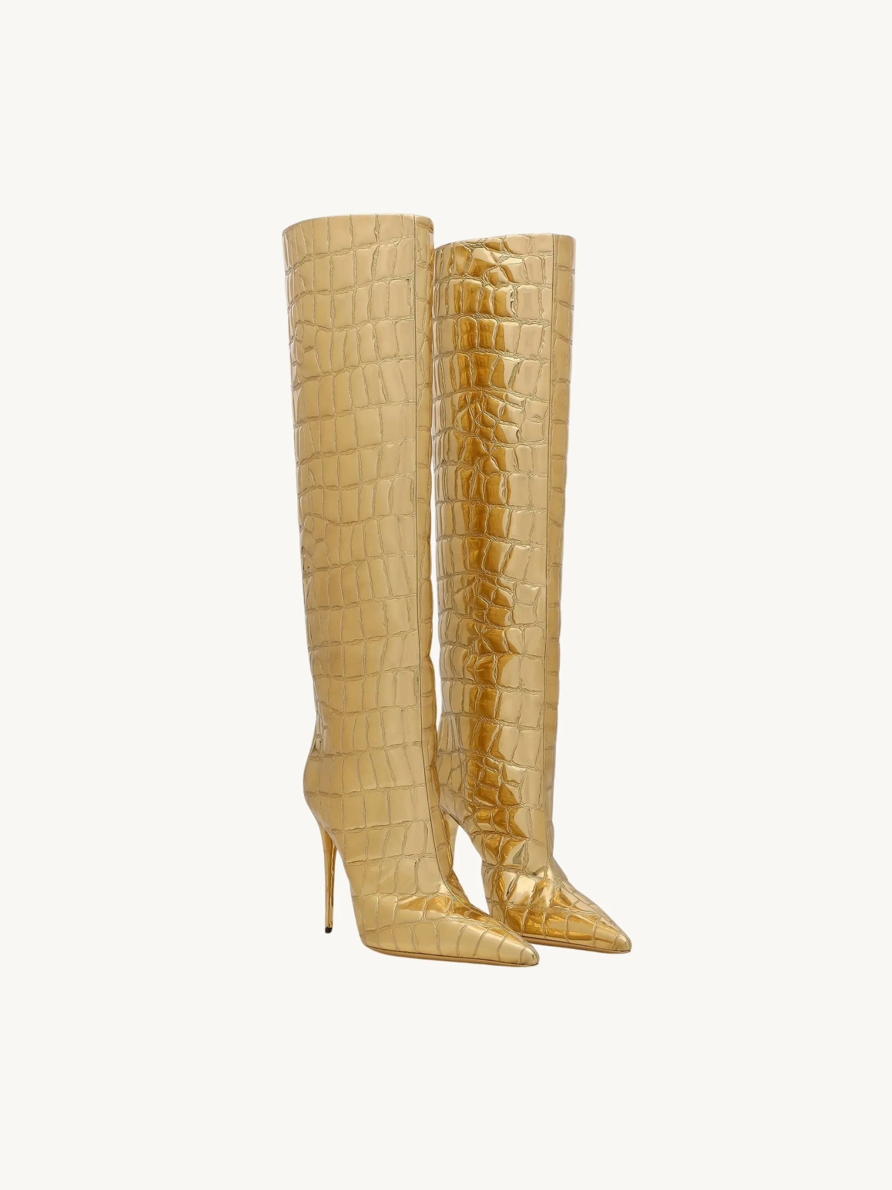 Evie Croc-Embossed High Heel Boots