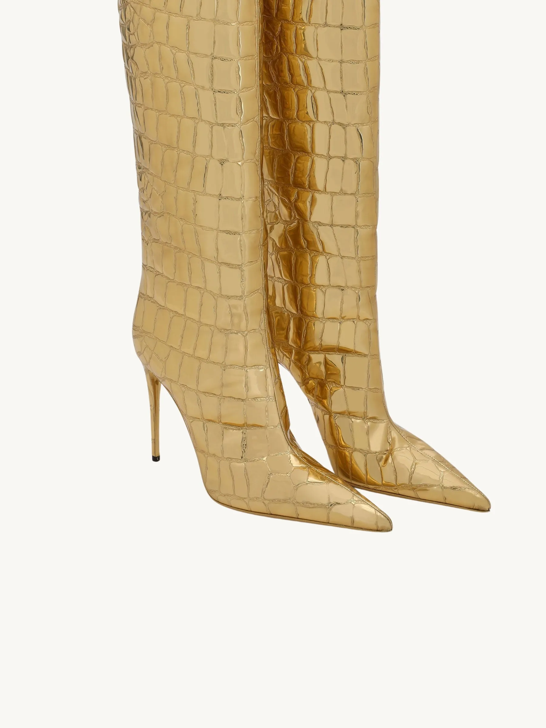 Evie Croc-Embossed High Heel Boots