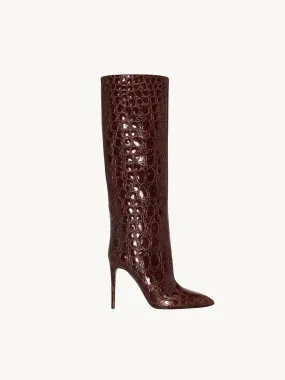Evie Croc-Embossed High Heel Boots