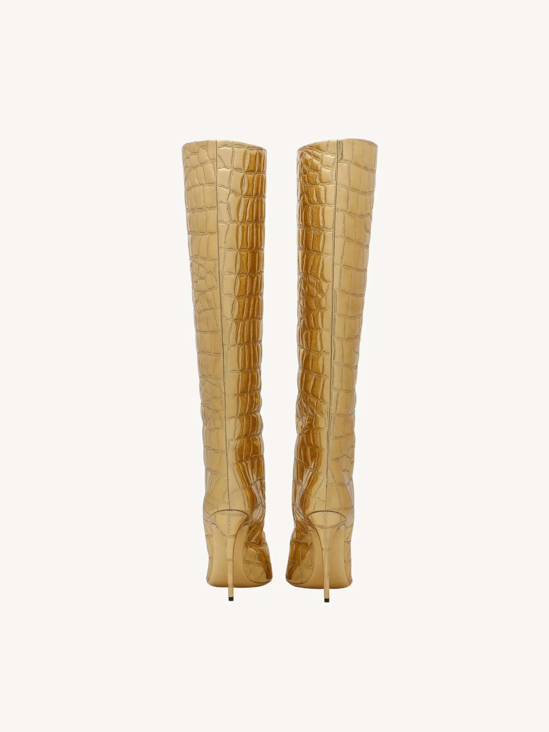 Evie Croc-Embossed High Heel Boots