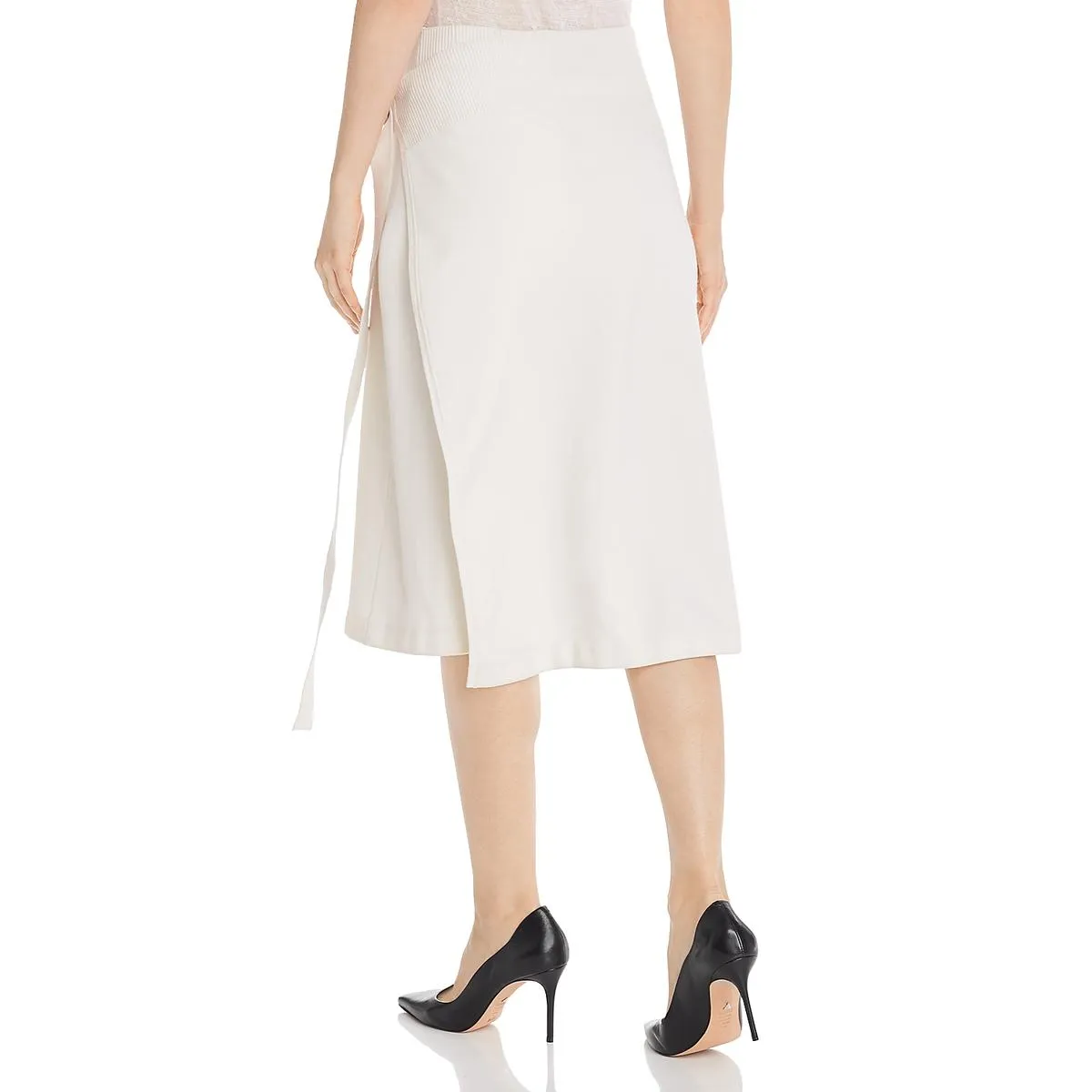 Helmut Lang Womens Wool Blend Mid-Calf Wrap Skirt
