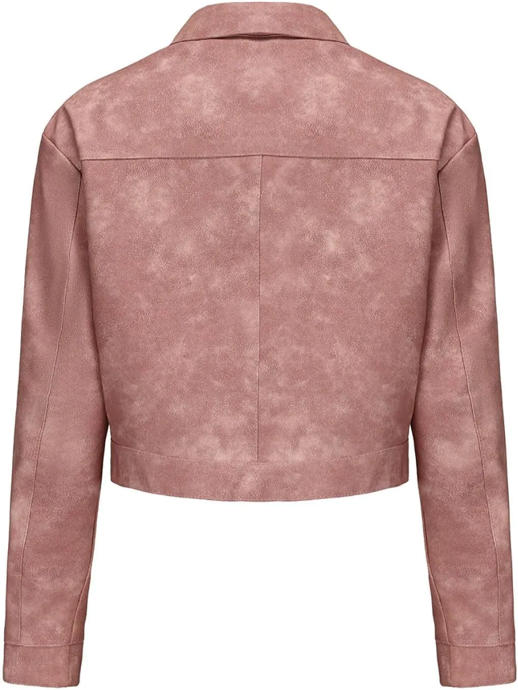 HGps8w Women's Cropped Faux Leather Jacket, Chic Lapel Zipper Up Casual PU Moto Bike Coat Outwear with Pockets