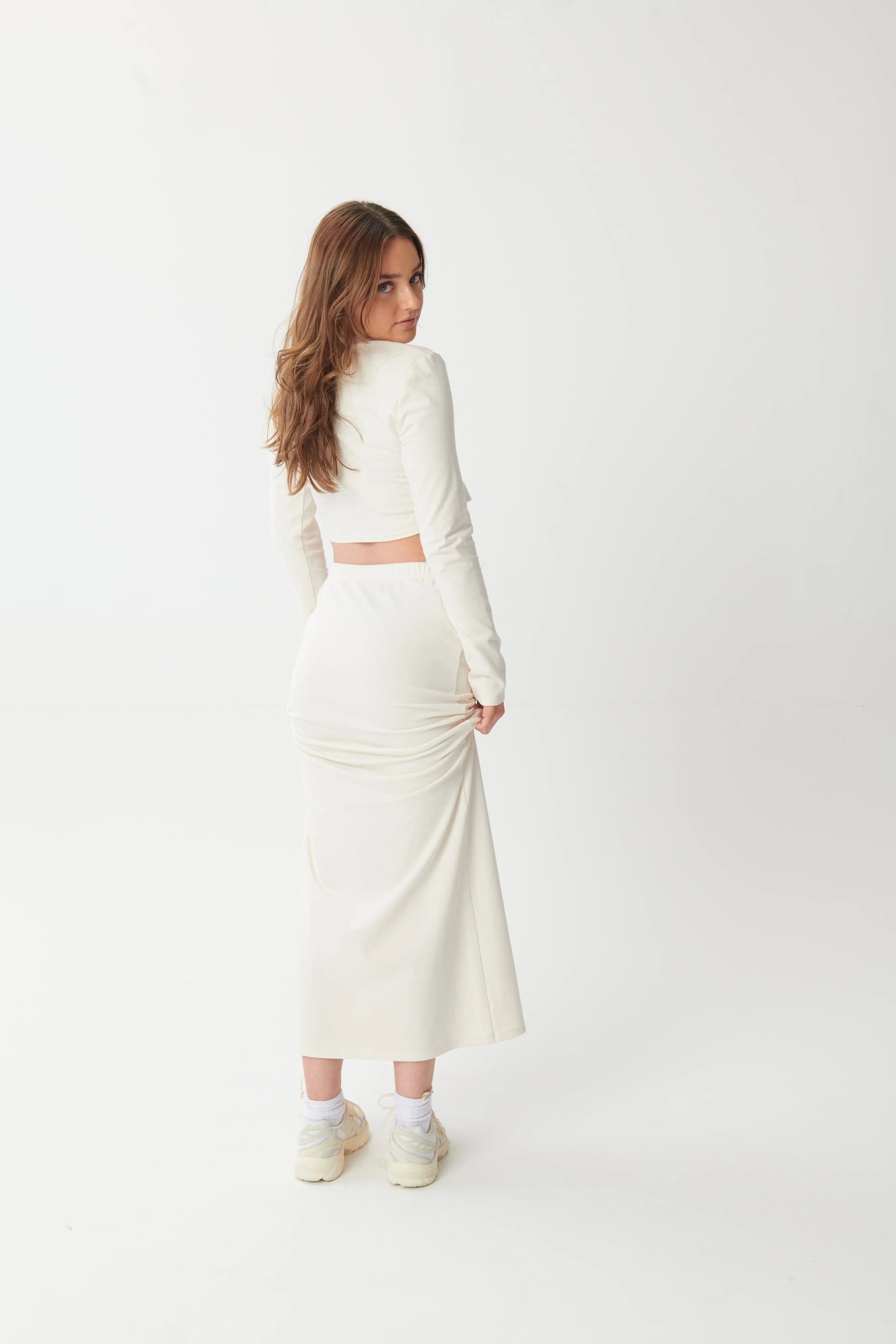 Hygge Soft Cotton Maxi Skirt - Blanc