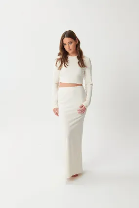 Hygge Soft Cotton Maxi Skirt - Blanc