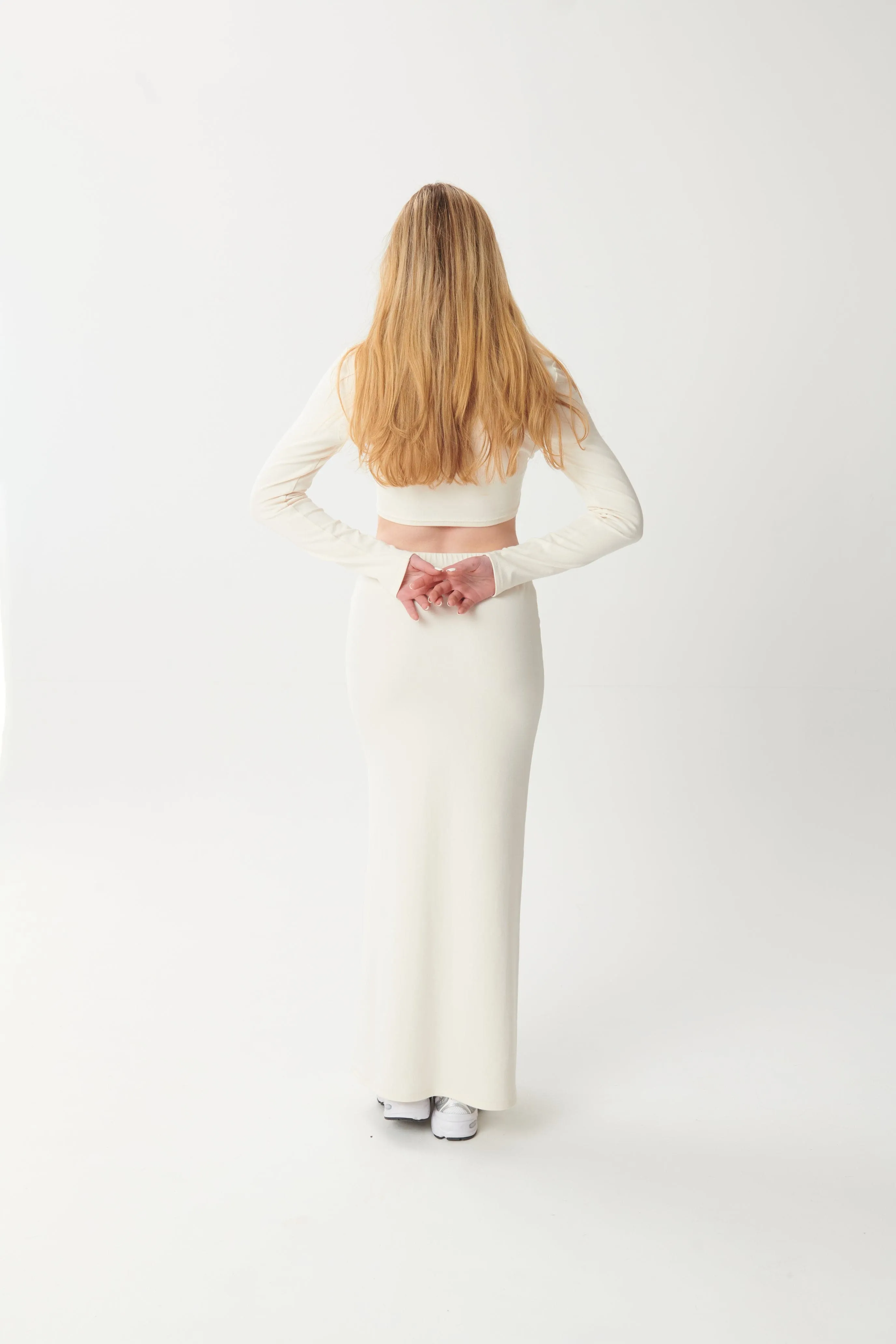 Hygge Soft Cotton Maxi Skirt - Blanc