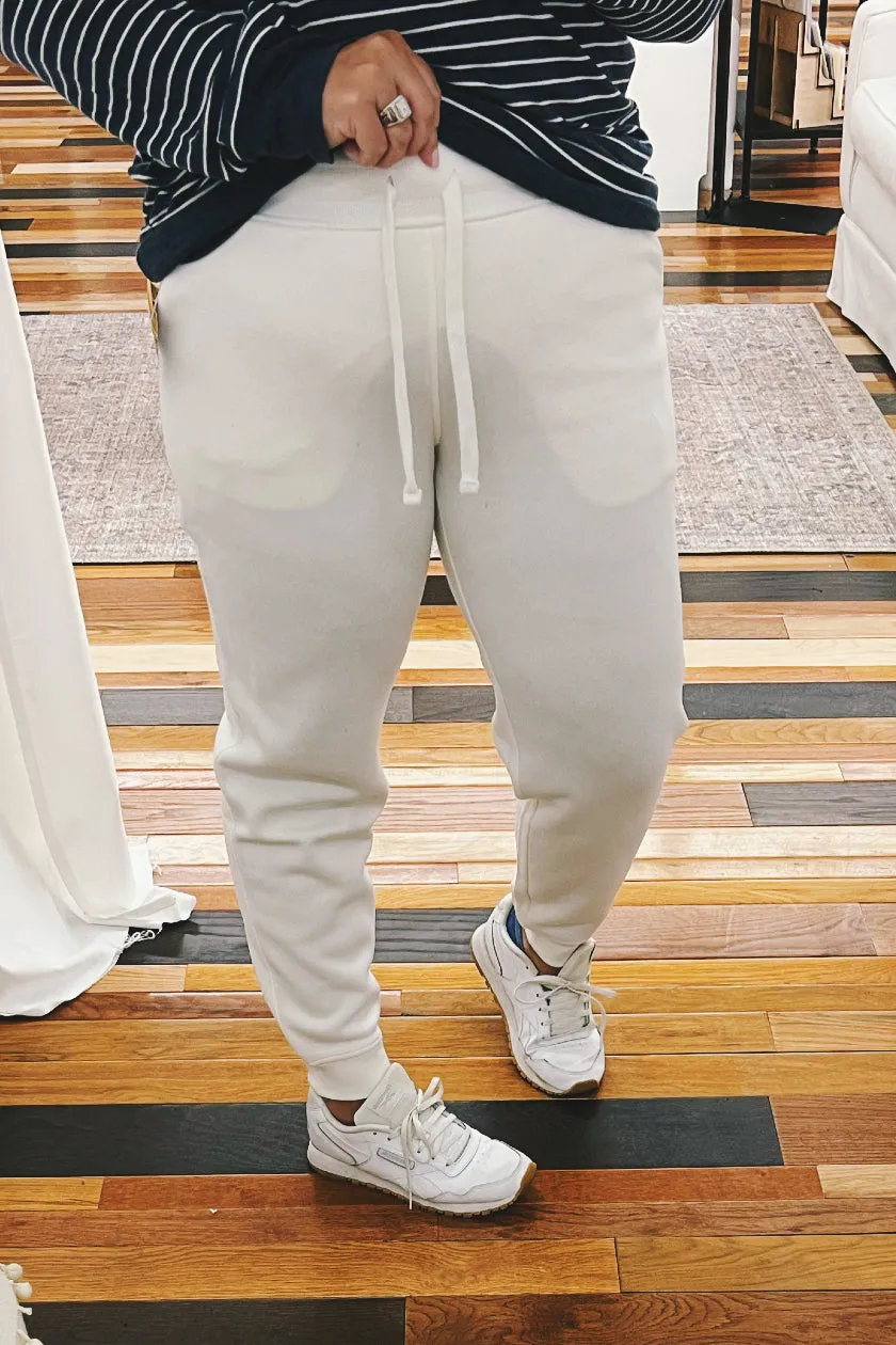 Jolene Fleece Basic Joggers Ivory