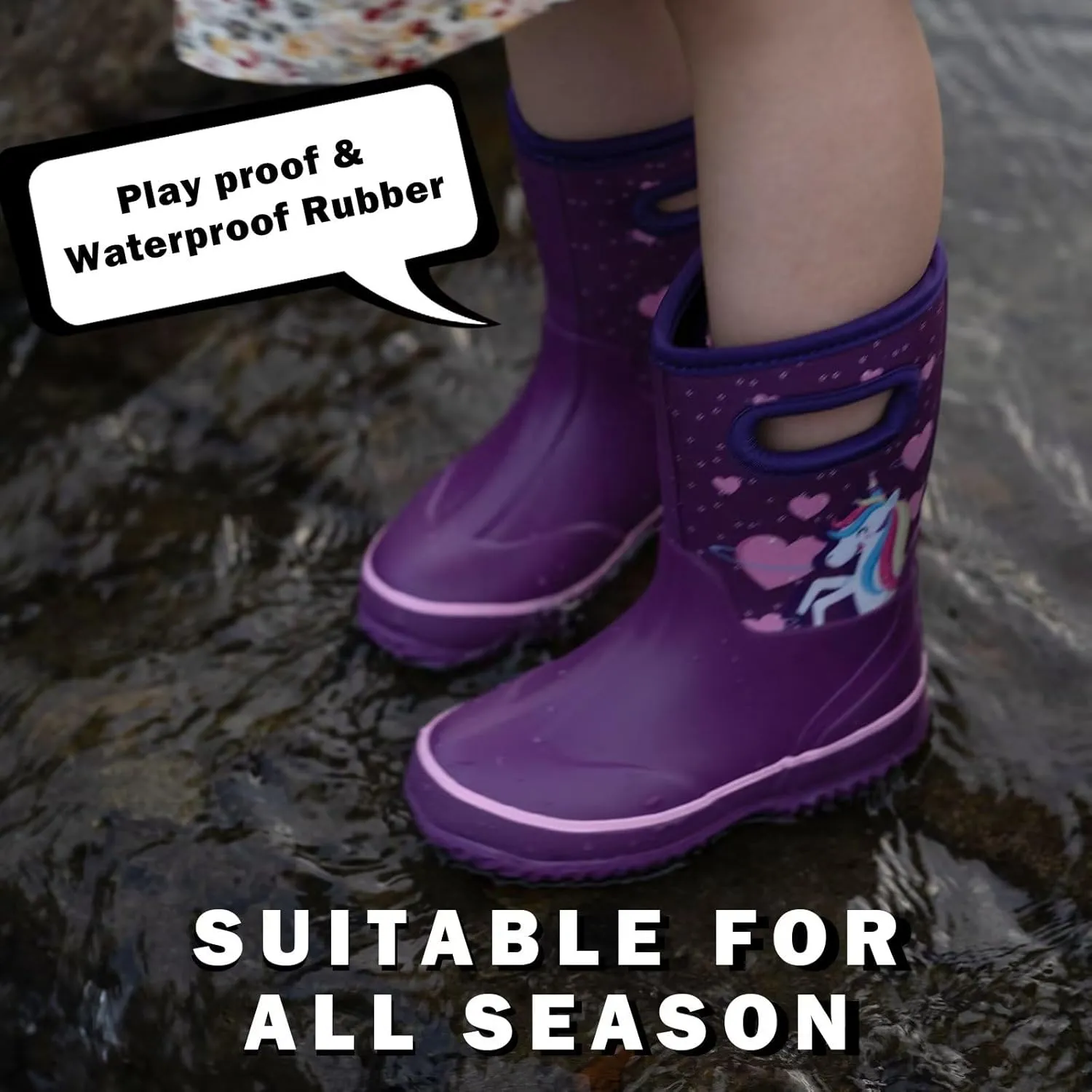 Kids Waterproof Neoprene Rain Boots Girls Boys Outdoor Mud Boots Children Insulated Rubber Snow Boots