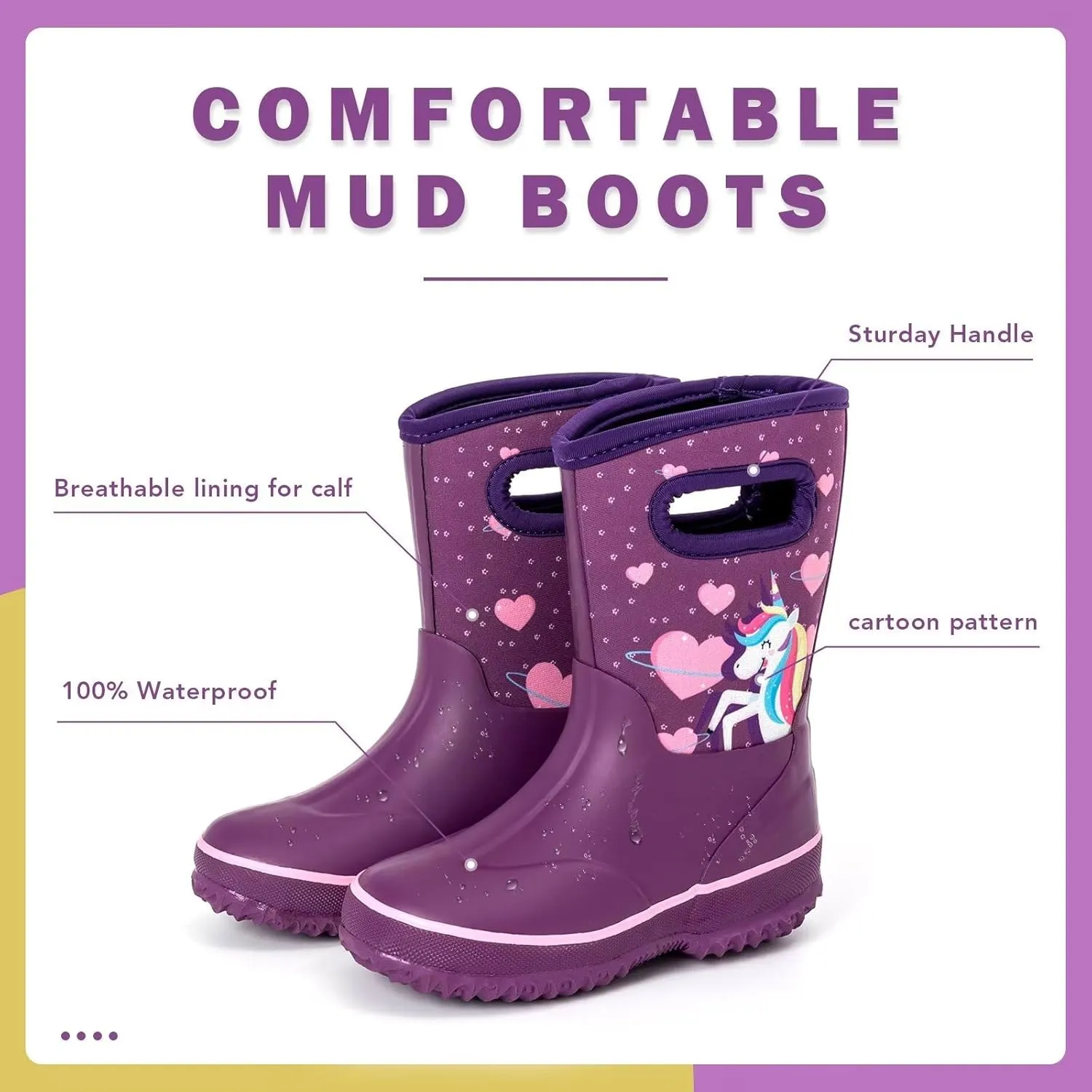Kids Waterproof Neoprene Rain Boots Girls Boys Outdoor Mud Boots Children Insulated Rubber Snow Boots