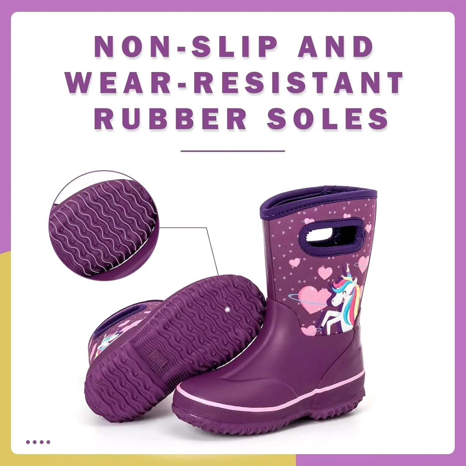 Kids Waterproof Neoprene Rain Boots Girls Boys Outdoor Mud Boots Children Insulated Rubber Snow Boots