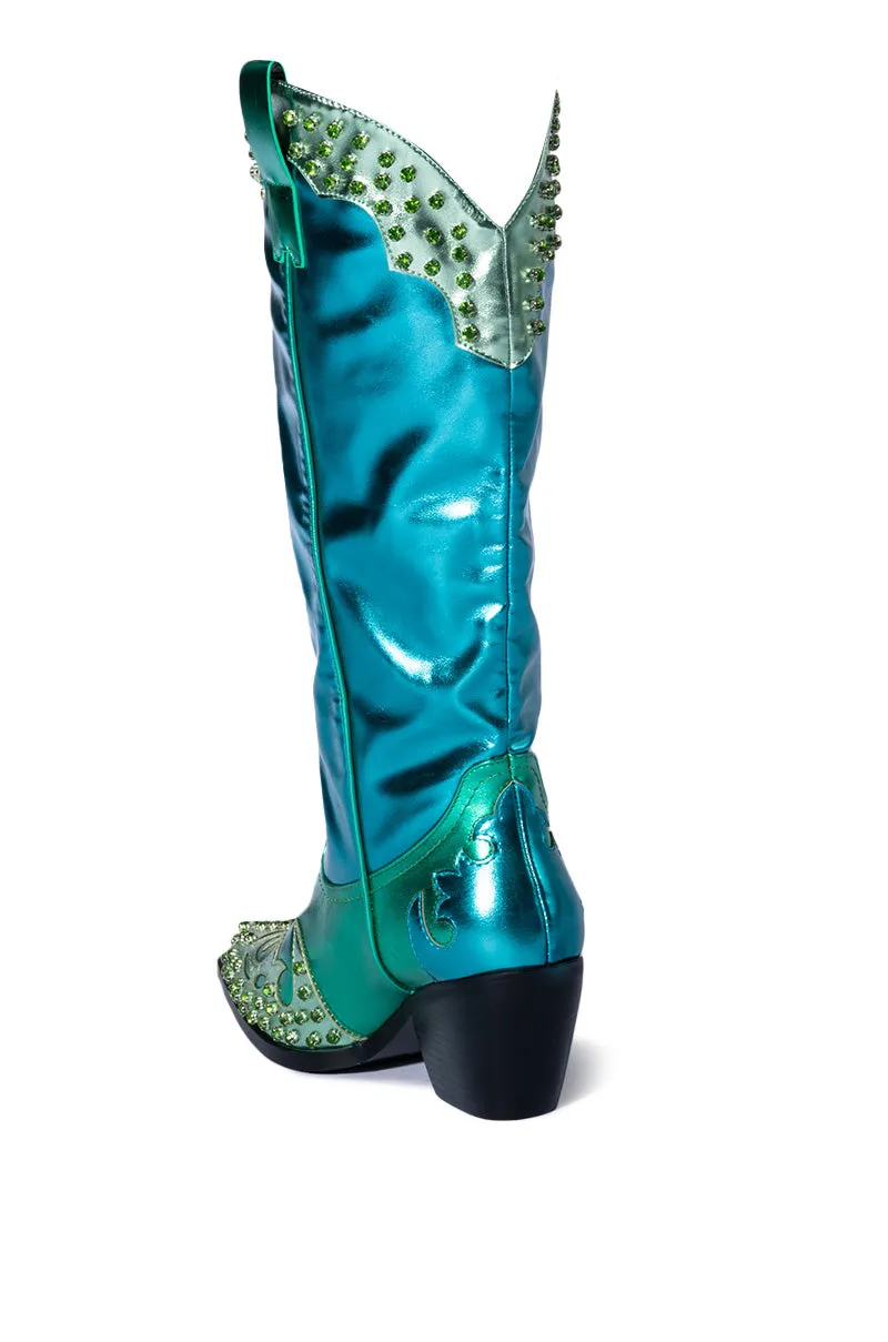 KNOX-BLUEMULTI MIXED METALLIC WESTERN BOOT