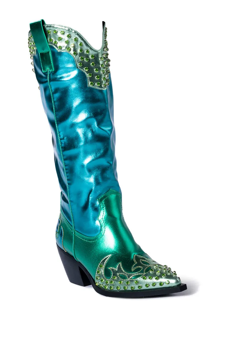 KNOX-BLUEMULTI MIXED METALLIC WESTERN BOOT