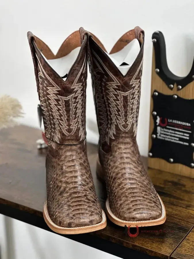 LA HERRADURA WESTERN WEAR PYTHON CAFE VIDRIADO CAFÉ PENCAS BOOT