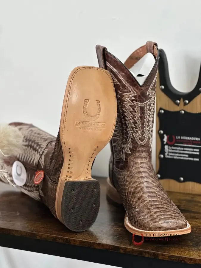 LA HERRADURA WESTERN WEAR PYTHON CAFE VIDRIADO CAFÉ PENCAS BOOT