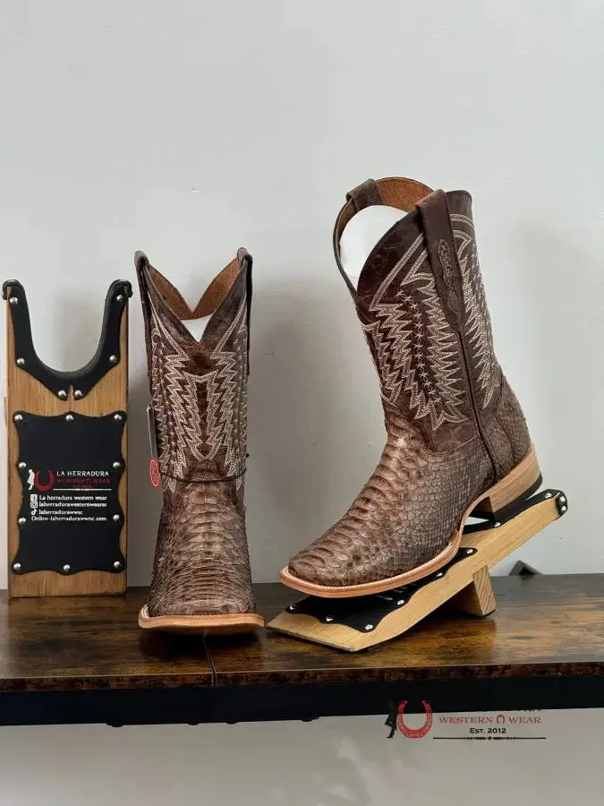 LA HERRADURA WESTERN WEAR PYTHON CAFE VIDRIADO CAFÉ PENCAS BOOT