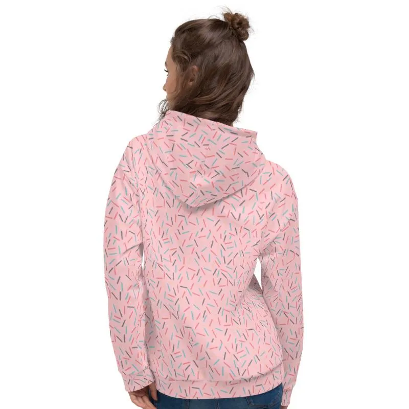 Light Pink Sprinkle Women's Hoodies, Birthday Ladies Unisex Sweatshirt Pullover- Made in EU