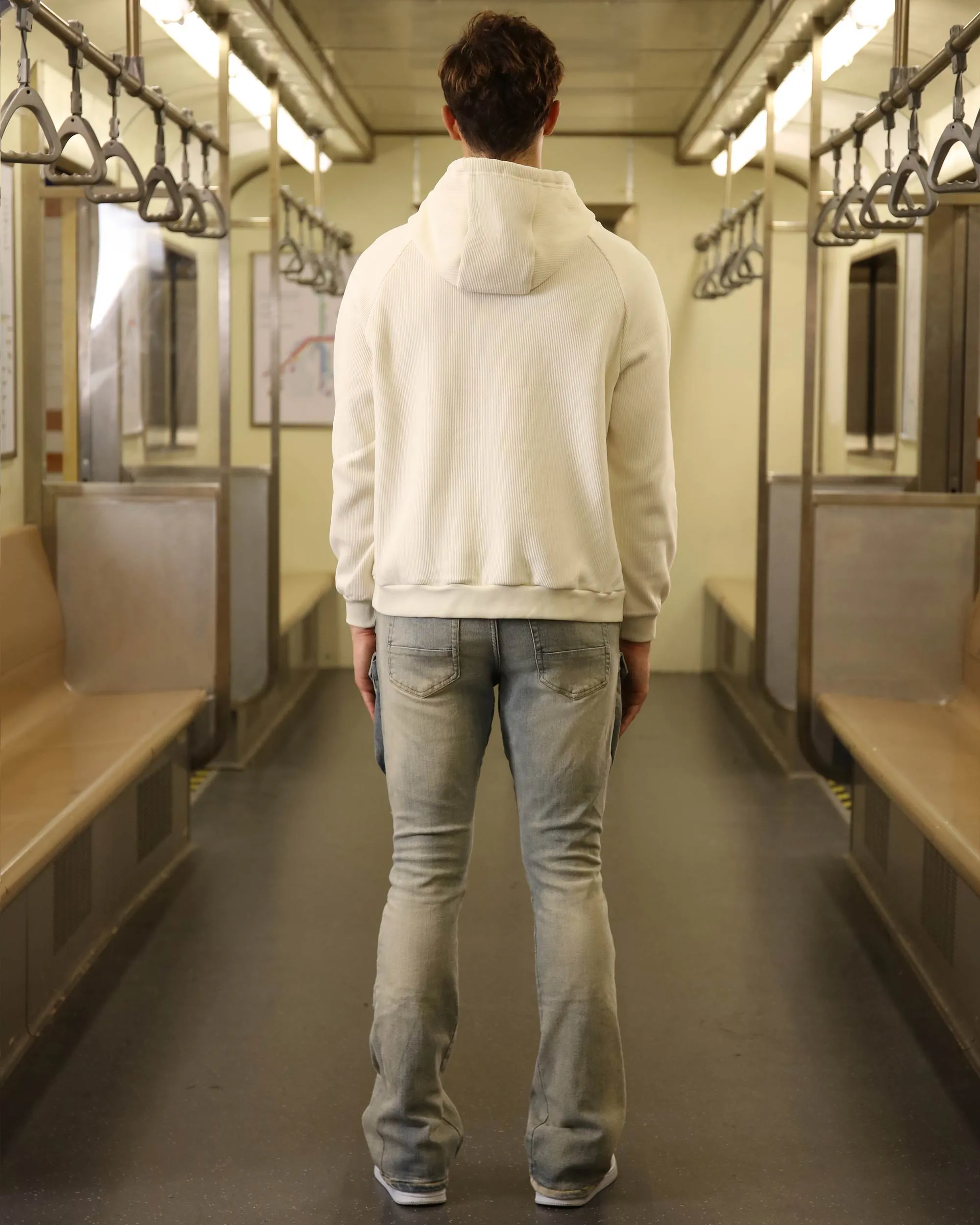 Light Wash Straight Leg Distressed Cargo Jeans