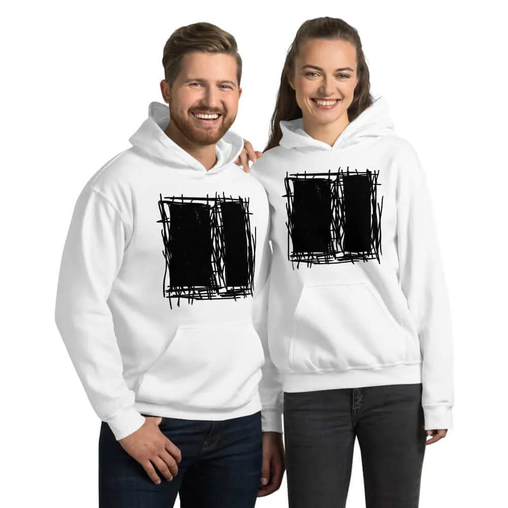 Lucina White Abstract Scribble Short-Sleeve Unisex Hoodie