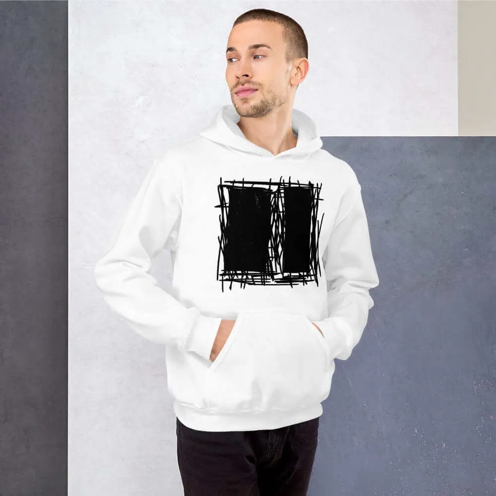 Lucina White Abstract Scribble Short-Sleeve Unisex Hoodie