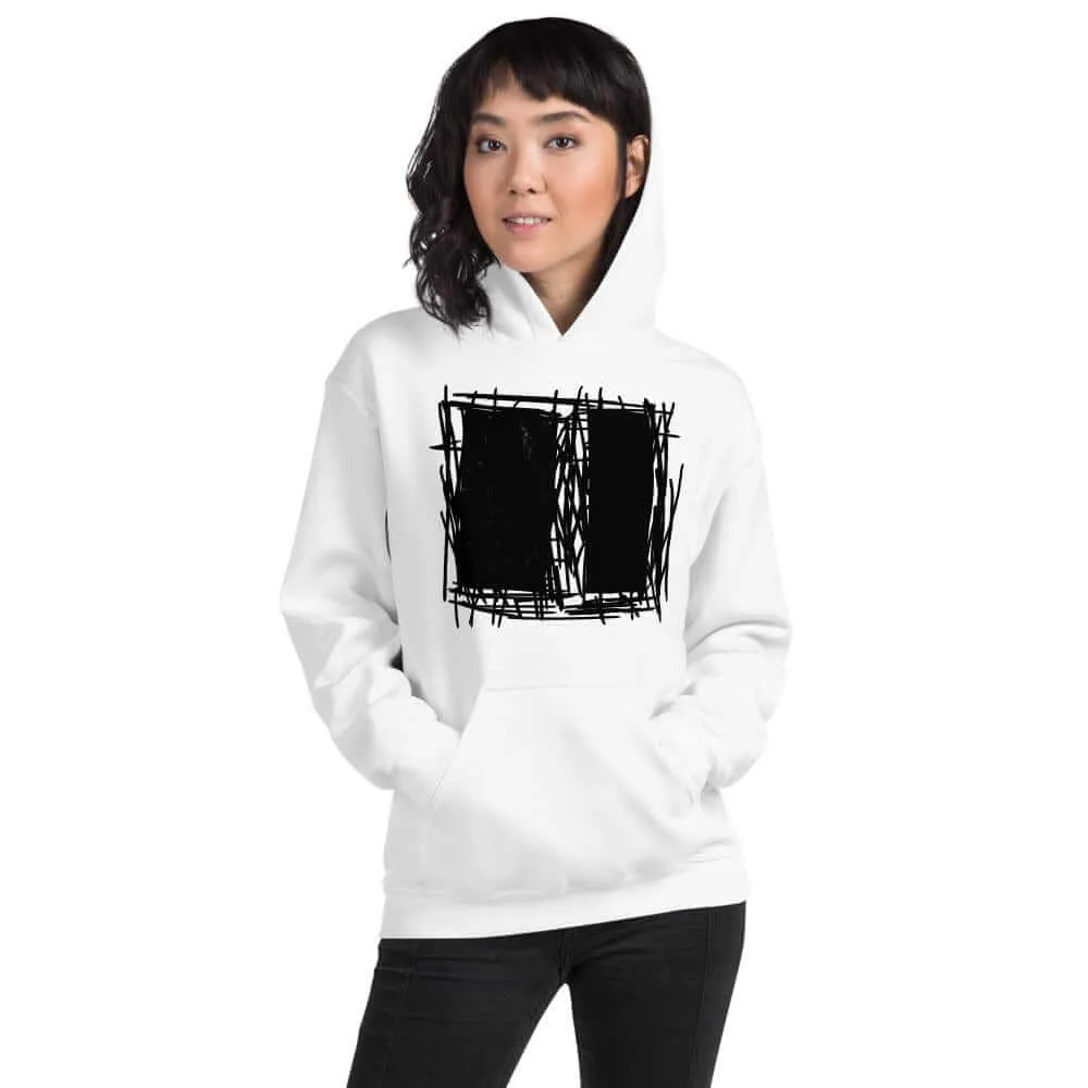 Lucina White Abstract Scribble Short-Sleeve Unisex Hoodie