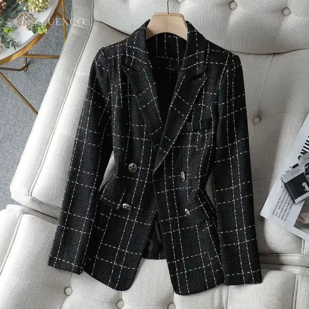 Luexco Womens Tweed Jacket Office Blazer