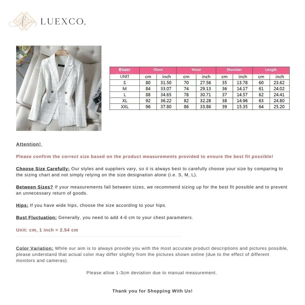Luexco Womens Tweed Jacket Office Blazer