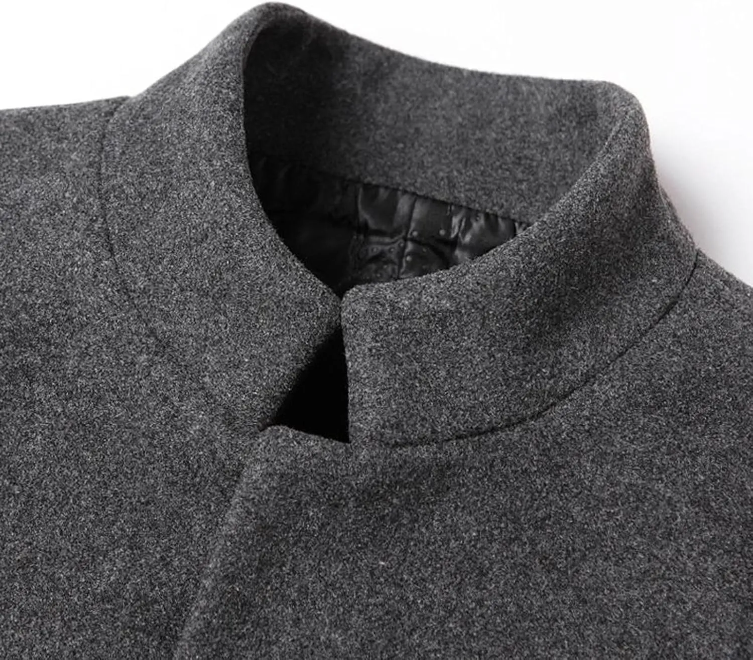 Lu's Chic Men's Wool Pea Coat Single Breasted Winter Slim Fit Thick Quilted Trench Coat Business Casual Jackets & Coats