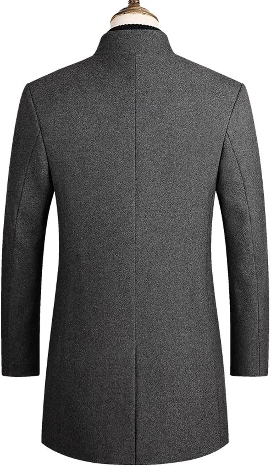 Lu's Chic Men's Wool Pea Coat Single Breasted Winter Slim Fit Thick Quilted Trench Coat Business Casual Jackets & Coats