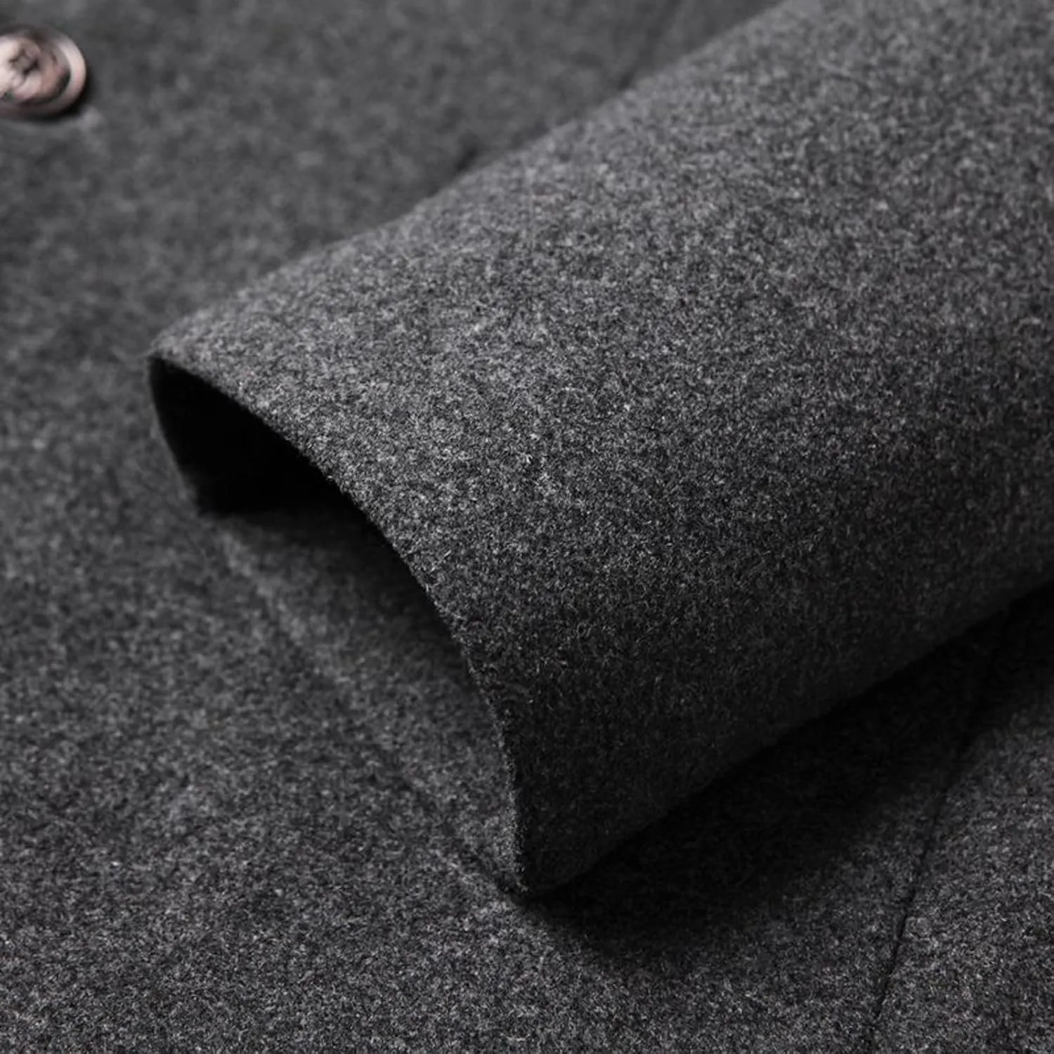 Lu's Chic Men's Wool Pea Coat Single Breasted Winter Slim Fit Thick Quilted Trench Coat Business Casual Jackets & Coats