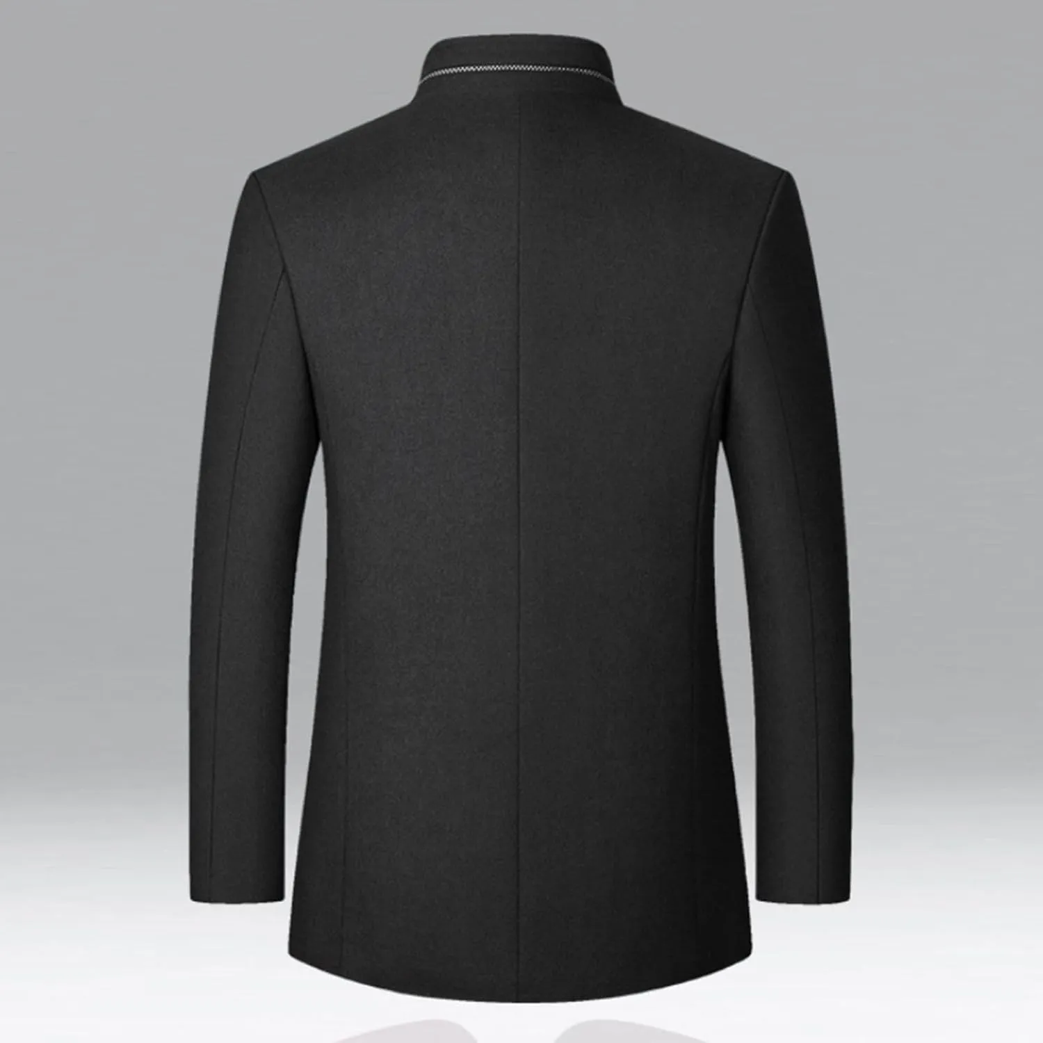 Lu's Chic Men's Wool Trench Coat Winter Coats Single Breasted Quilted Fall Long Sleeve Slim Fit Casual Dressy Jackets
