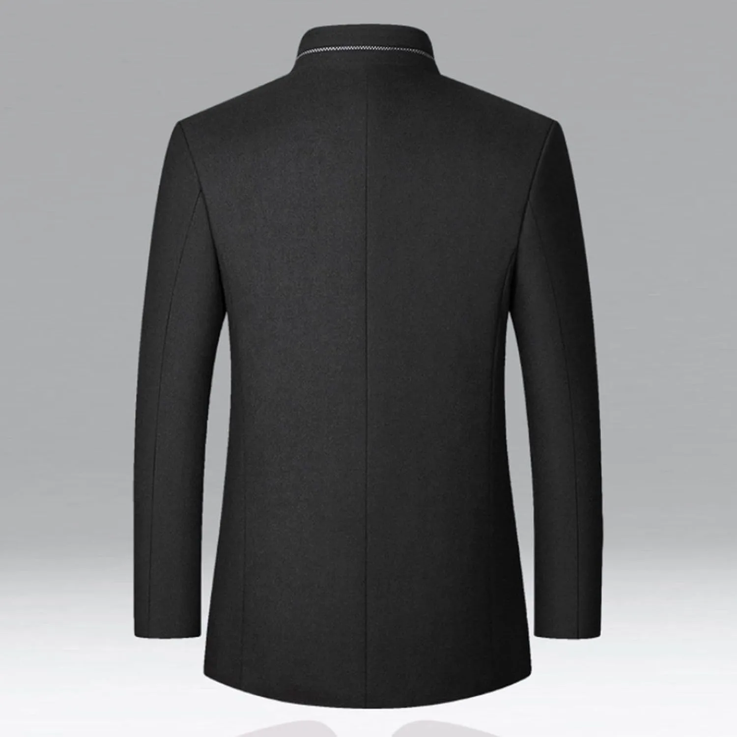 Lu's Chic Men's Wool Trench Coat Winter Coats Single Breasted Quilted Fall Long Sleeve Slim Fit Casual Dressy Jackets