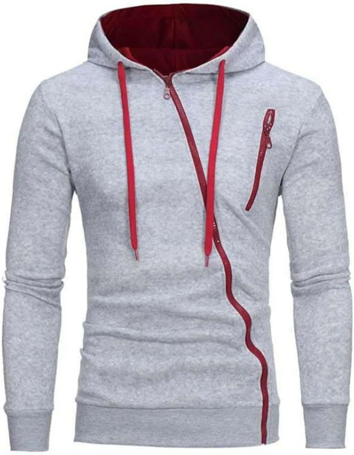 Lu's Chic Men's Zip Up Hoodie Long Sleeve Sweatshirt Fleece Lined Workout Drawstring Thermal Fashion Slim Fit