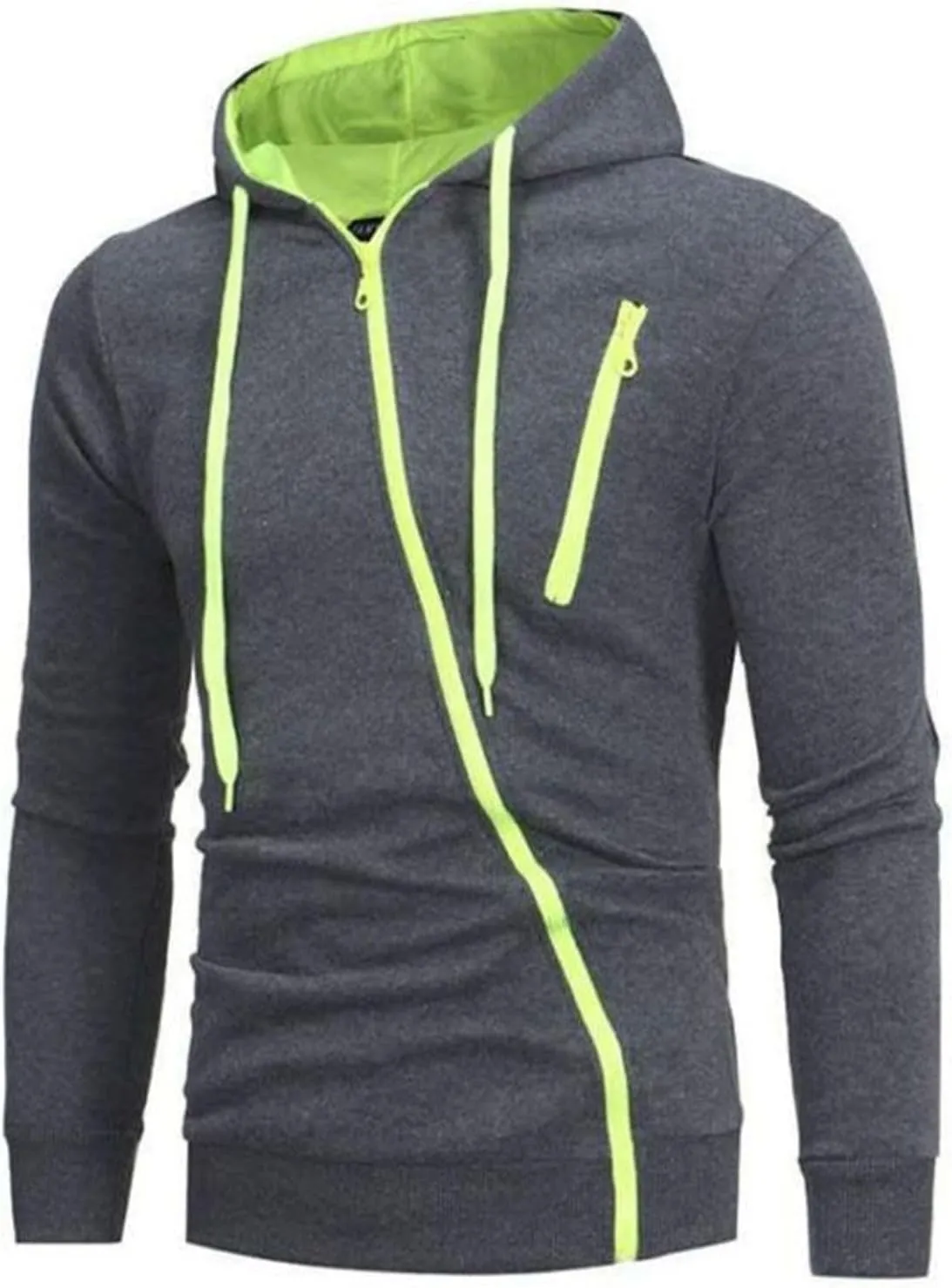 Lu's Chic Men's Zip Up Hoodie Long Sleeve Sweatshirt Fleece Lined Workout Drawstring Thermal Fashion Slim Fit