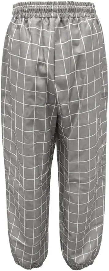 Men's Casual Drawstring Checkered Pants Stretch Slim Fit Skinny Pants Plaid Dress Pants for Men Business Suit Pants
