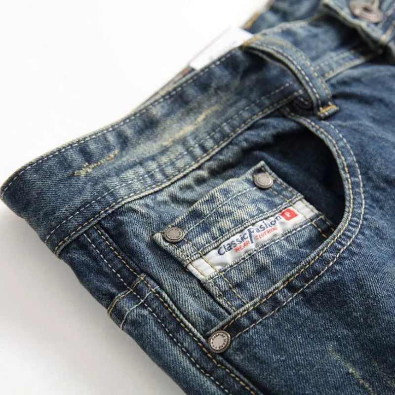 Men's Cotton Straight Ripped Jeans