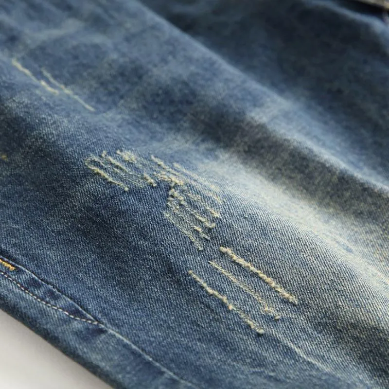 Men's Cotton Straight Ripped Jeans