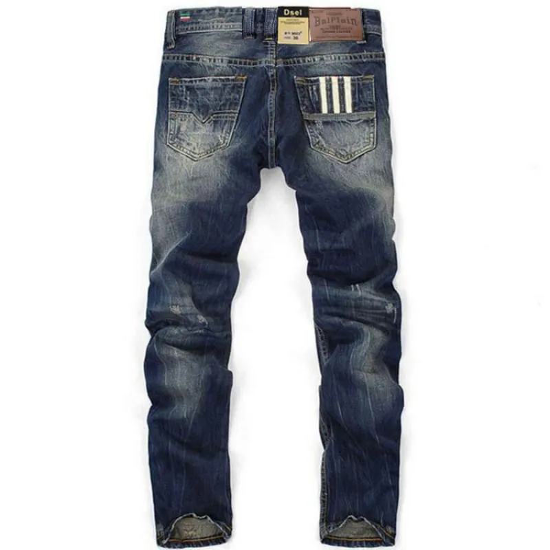 Men's Cotton Straight Ripped Jeans
