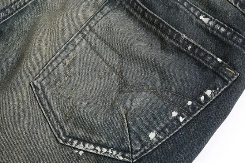 Men's Washed Ripped Elastic Jeans